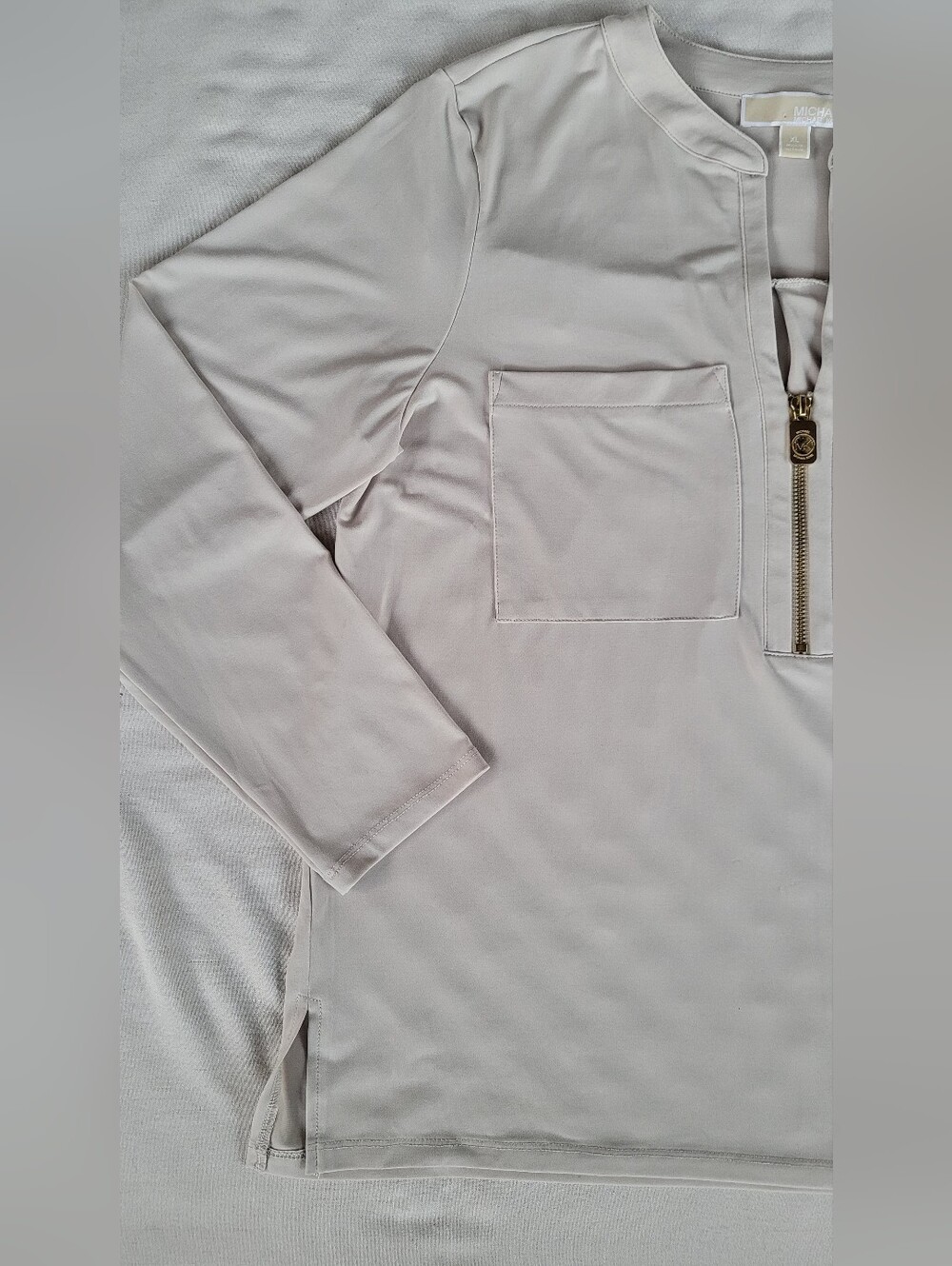MICHAEL Michael Kors Light Tan Long Sleeve Half Zip Pocket Shirt XL - Picture 4 of 6